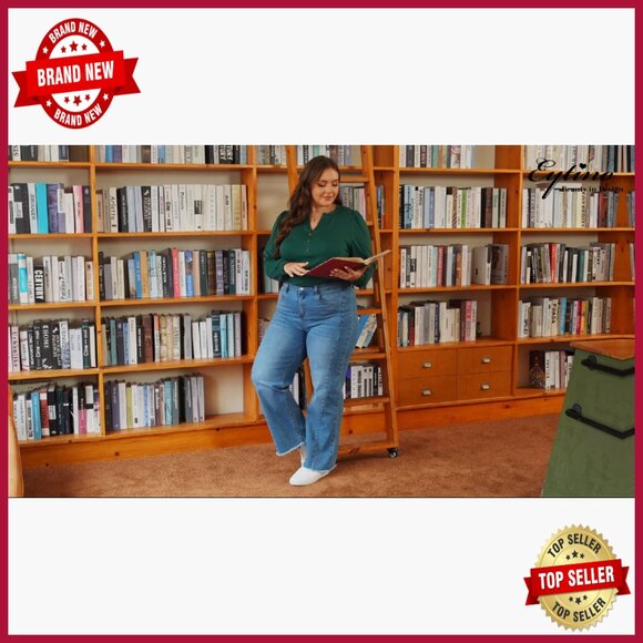 Plus Size Wide Leg Jeans Elastic High Waist Stretchy Raw Hem Denim Pants - Picture 7 of 7